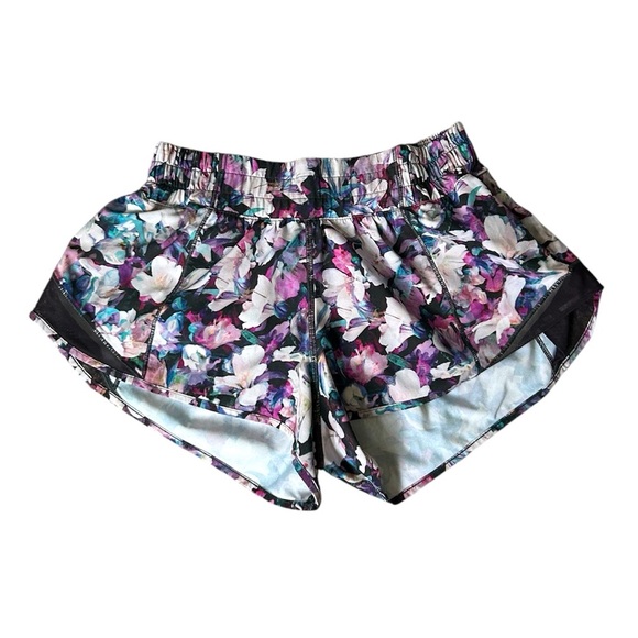Lululemon cool colored floral pattern running track shorts size 4 - Picture 1 of 7